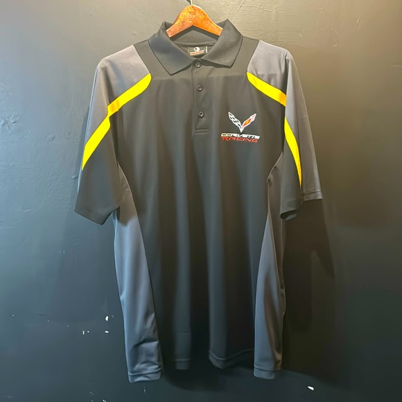 C8R CORVETTE RACING THREE-TONE POLO BLACK GRAY AND YELLOW - Picture 1 of 7
